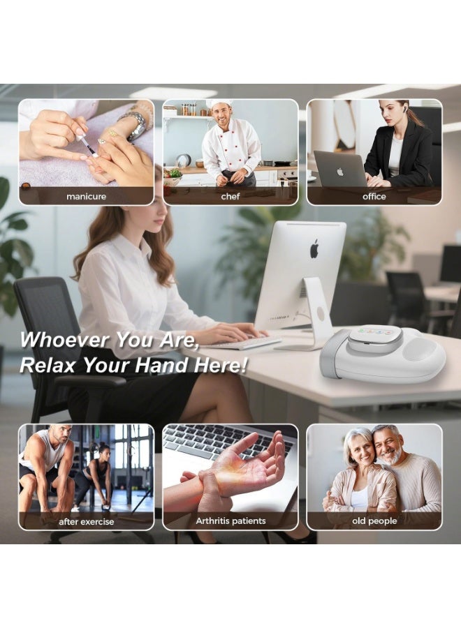 RaboS جهاز تدليك يدوي كهربائي، مزود بخاصية التسخين ووسادة هوائية للضغط لتخفيف آلام التهاب المفاصل ومتلازمة النفق الرسغي، 3 أوضاع، 5 مستويات شدة، هدية للرجال والنساء - Image 4